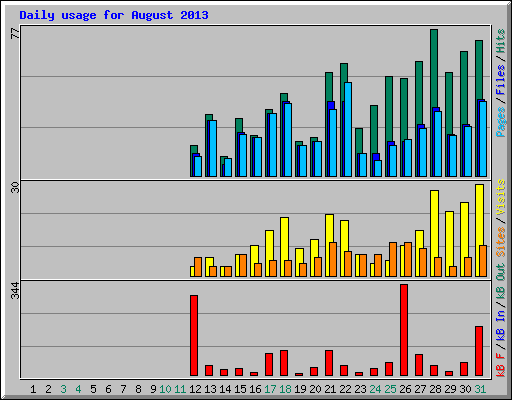 Daily usage for August 2013