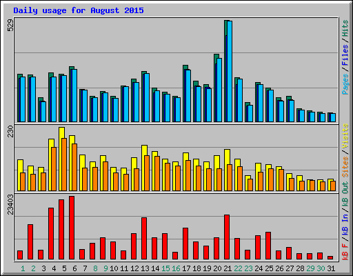 Daily usage for August 2015