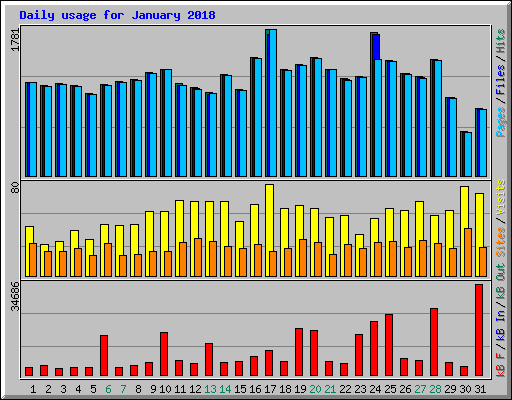 Daily usage for January 2018