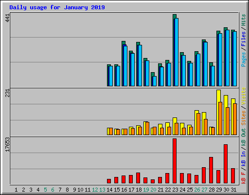 Daily usage for January 2019
