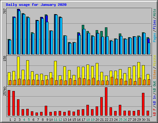 Daily usage for January 2020