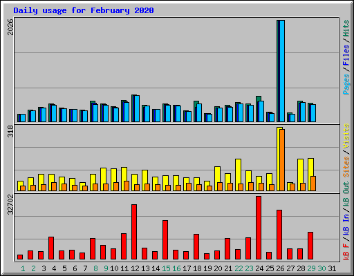 Daily usage for February 2020