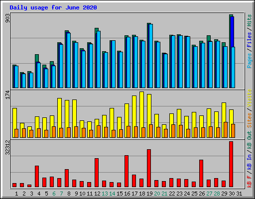 Daily usage for June 2020