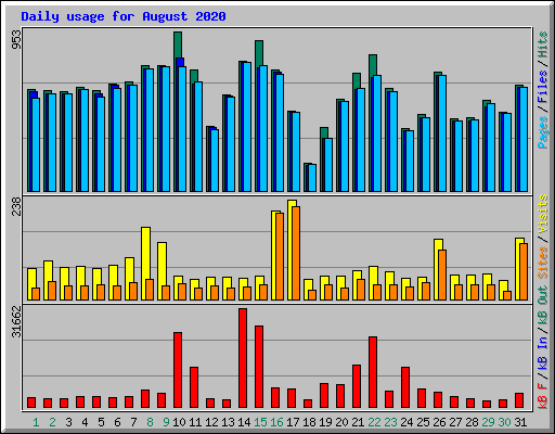 Daily usage for August 2020