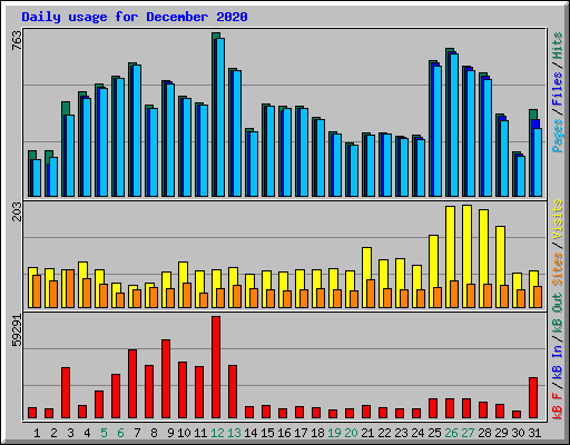 Daily usage for December 2020