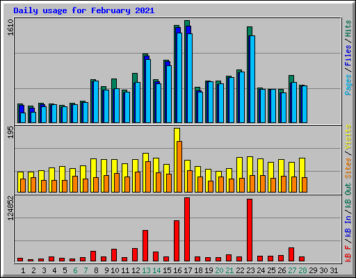 Daily usage for February 2021