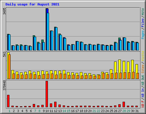 Daily usage for August 2021