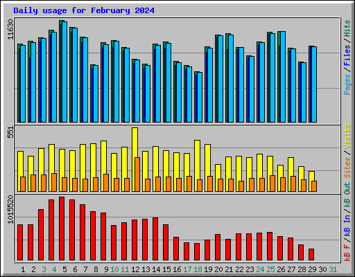 Daily usage for February 2024