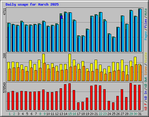 Daily usage for March 2025