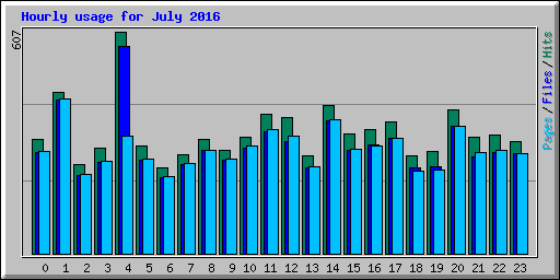 Hourly usage for July 2016
