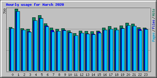 Hourly usage for March 2020